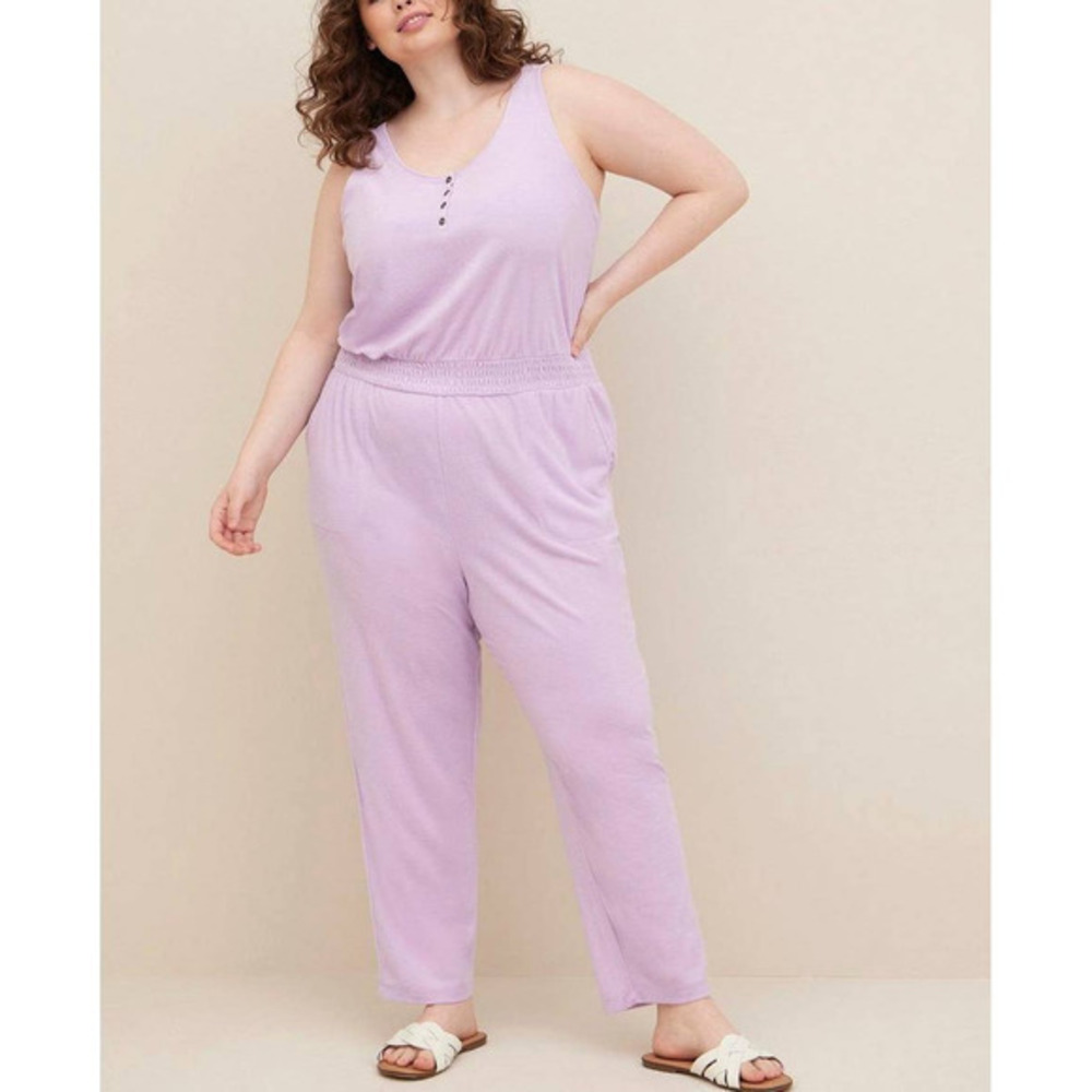 Torrid New 2 (2X 18/20) Super Cute Light Purple One Piece Terry Knit Jumpsuit